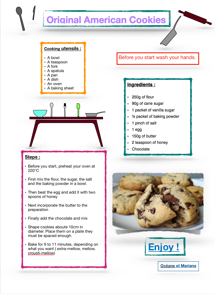 English recipes by the students of the 10VP1