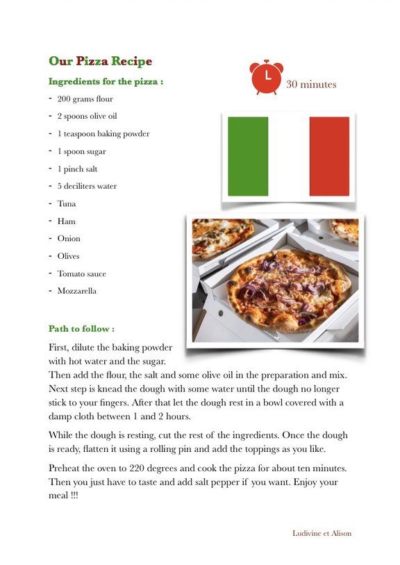 English recipes by the students of the 10VP1